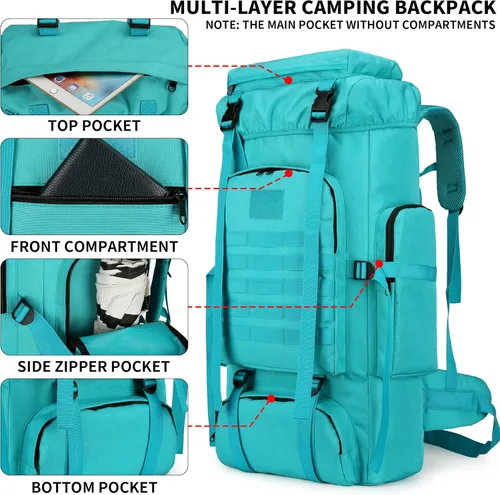 Miniatura 3 de Mochila de senderismo W WINTMING para hombres 70L/100L, mochila de campamento, mochila militar Molle, paquete de asalto de 3 días para escalada