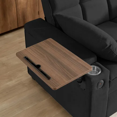 Miniatura 7 de Eafurn Sofá cama convertible con mesa giratoria de 360° y puertos USB, sofá biplaza de felpilla copetudo, sofá biplaza extraíble con reposabrazos