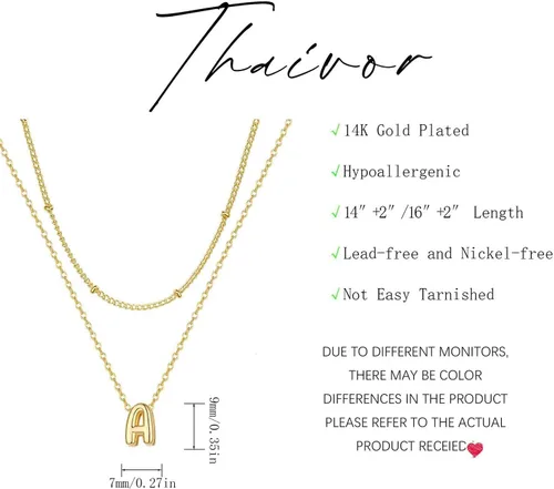 Miniatura 5 de Collar de letras doradas y plateadas, con inicial en capas para mujer, pequeños collares con dije, gargantilla delicada, collar lindo apilable