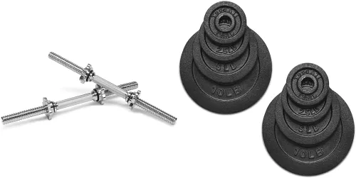 Yes4All Juego de mancuernas ajustables de hierro fundido de 1.15 pulgadas, 37.5 libras, para gimnasio en casa, entrenamiento de fuerza,