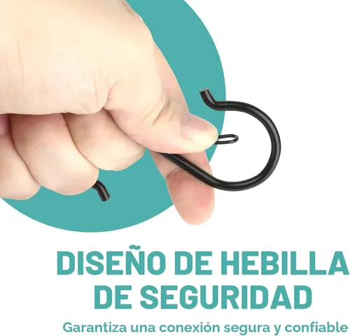 Miniatura 3 de 12 ganchos en S para colgar resistentes, gancho en S de metal resistente de 3.5 pulgadas con hebilla de seguridad, adecuado para varillas de 0.5
