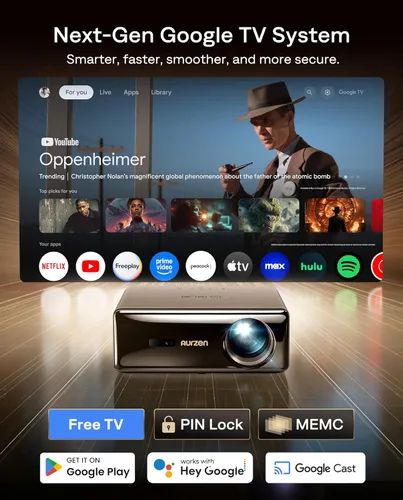 Miniatura 3 de Aurzen EAZZE D1 MAX - Proyector inteligente Google TV compatible con 4K, ultra brillante, 1000 lúmenes ANSI, tecnología MEMC, totalmente automático