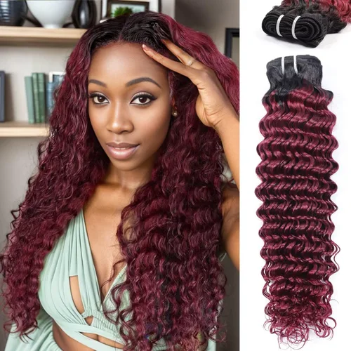 Miniatura 26 de Manojos de cabello humano ondulado profundo de 12, 14, 16 pulgadas, paquetes de ondas de agua, 100% sin procesar, 10A, cabello humano virgen