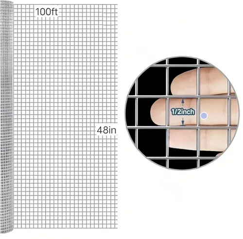 Miniatura 2 de Hardware Cloth 48inx100ft 1/2 pulgada galvanizado, valla de alambre de pollo conejo serpiente jaula de alambre rollo de malla de alambre, planta