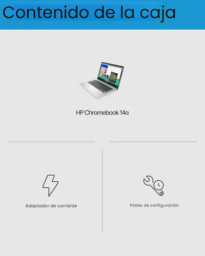 Miniatura 8 de HP Laptop Chromebook de 14 pulgadas, Intel Celeron N4120, 4 GB de RAM, 64 eMMC, pantalla HD, Chrome OS, gráficos Intel UHD 600, batería de larga