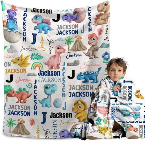 Miniatura 12 de Manta personalizada de bosque azul para niños y niñas, manta personalizada de animales salvajes, regalos para bebé, vaca, guardería, mantas