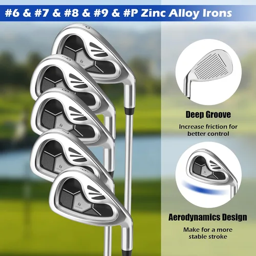 Miniatura 4 de Tangkula 9/10 Pieces Men's Complete Golf Clubs Set, Golf Club Package Set with 460CC Driver, Fairway Wood & Hybrid, Irons, Putter, Portable Regular