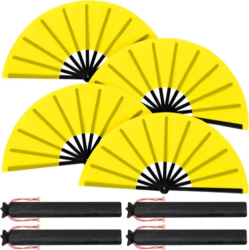 Miniatura 43 de Maitys Paquete de 2 ventiladores de mano plegables grandes de 13 pulgadas, ventiladores chinos de mano grandes para baile de línea, Tai Chi