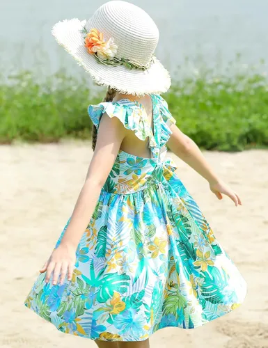 Miniatura 316 de Vestido de verano para niña, de algodón, con diseño floral