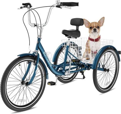 Miniatura 15 de NAIZEA Adult Tricycle, 7 Speed Three Wheel Cruiser Bike, 20/24/26 inch Adult Trikes 3 Wheel Bikes with Large Basket for Seniors, Adults, Women, Men