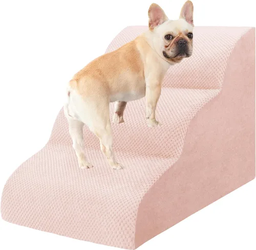 Miniatura 34 de Escaleras para perros pequeños, rampa de espuma de alta densidad para perros, escalones extra anchos antideslizantes para camas altas o sofá