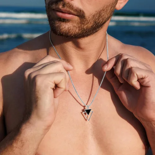 Miniatura 15 de Galis Collar para hombre, collar de cadena de plata de acero inoxidable de alta calidad para hombres, no se deslustra, cadenas para hombres