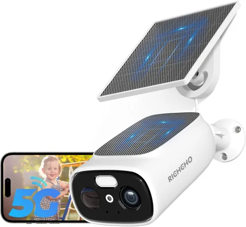 Cámara WiFi 2.4G/5G para seguridad en el hogar con paneles solares dobles, cámara de seguridad solar 2K inalámbrica para exteriores, visión nocturna