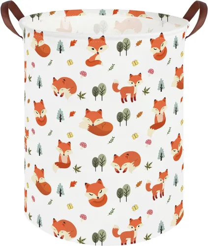 Miniatura 24 de FXOLCSHE Cesta de lavandería para bebés con animales, cesta de lavandería para bebés de animales del bosque, cesta de juguetes para niños, cesta
