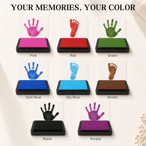 Miniatura 6 de ReignDrop Almohadilla de tinta para huella de bebé y huella de mano - Crea sellos de recuerdo impresionantes y duraderos para bebés y niños. A Azul