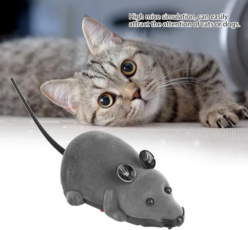 Miniatura 4 de Juguete de control remoto para gatos, juguete electrónico de rata para gatito, divertido simulación de persecución, juguetes de animales, regalo Gris