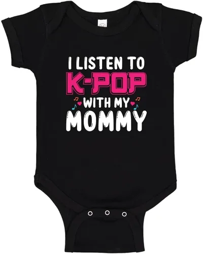 I Listen to K-Pop with My Mommy Baby One Piece or Toddler T-Shirt Korean K Pop Baby Clothes