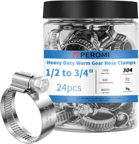 Miniatura 21 de 24 PIEZAS Abrazaderas de manguera de servicio pesado de acero inoxidable 304, abrazadera de manguera de 1-5/8" a 2-3/8" (40-60mm) Abrazaderas