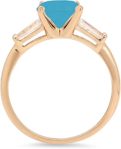 Miniatura 2 de Anillo de diseño de oro amarillo de 14 quilates de oro amarillo de 14 quilates con 3 piedras de corte baguette redondo y 3 piedras impecables