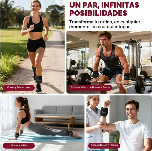 Miniatura 6 de BAGAIL Pesas de tobillo para mujeres y hombres, un par de pesas de 1/2/4/6/8/10 libras con diseño elegante y ajuste seguro para caminar, correr