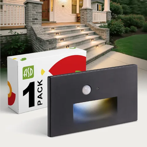 Miniatura 18 de ASD LED Luminaria de Escalera Empotrada, Iluminación de Pasada al Aire Libre del Atardecer al Amanecer 3CCT, Sensor de Movimiento, Fotocélula