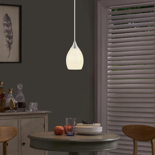 Miniatura 3 de Glassland Lámpara colgante, 1 luz de iluminación de cocina en níquel cepillado con vidrio blanco, certificación ETL
