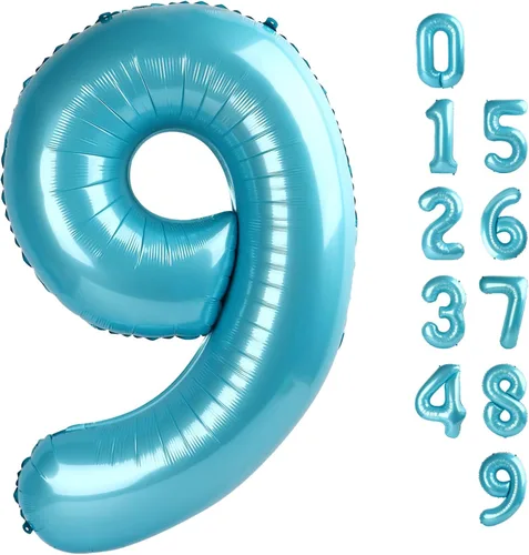 Miniatura 151 de Globos de números de 5 globos de 40 pulgadas, decoraciones de cumpleaños azules para niños y niñas, globos de números azul marino grandes