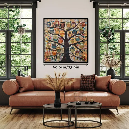 Miniatura 5 de Rompecabezas Coloridos de Árbol de Búho para Adultos de 1000 Piezas, Rompecabezas de Arte Divertido de Pájaros, Rompecabezas Difíciles de Animales