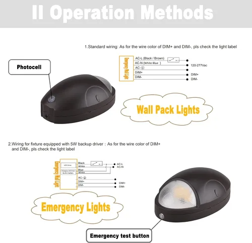 Miniatura 2 de dephen Paquete de luz LED de emergencia de 15 W con batería de reserva y fotocélula, paquete de pared del atardecer al amanecer 3500K/4000K/5000K
