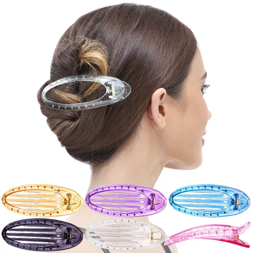 Miniatura 6 de RC ROCHE ORNAMENT 6 pinzas para el cabello con garra plana para mujer, peine de apertura lateral curvada, agarre fuerte, agarre antideslizante