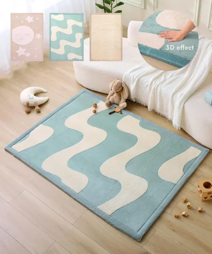 Miniatura 34 de Hakuna Matte - Alfombra de juego prémium para bebé de terciopelo coral ultrasuave con espuma viscoelástica, antideslizante, resistente al agua,