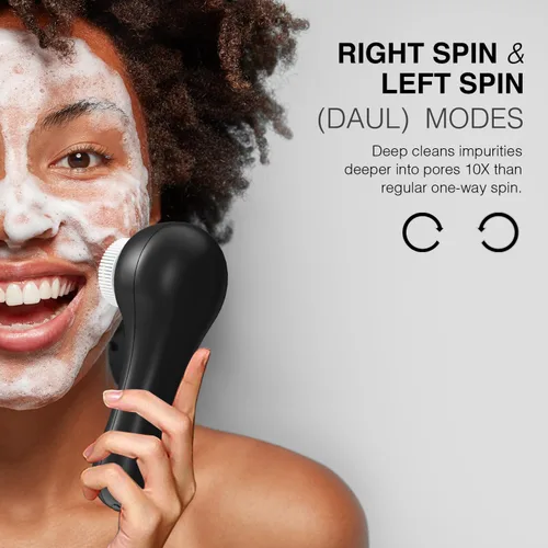 Miniatura 3 de UMICKOO Exfoliante facial, cepillo de limpieza facial recargable con rotación de 2 vías y 3 modos, tiempo de funcionamiento de 30 días, 5 cabezales