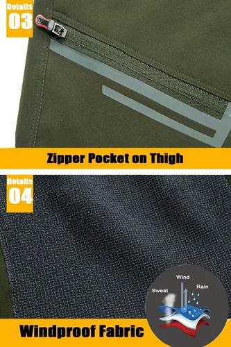 Miniatura 6 de MAGCOMSEN Pantalones de invierno para hombre, con forro polar, resistentes al agua, 4 bolsillos con cremallera, pantalones para exteriores