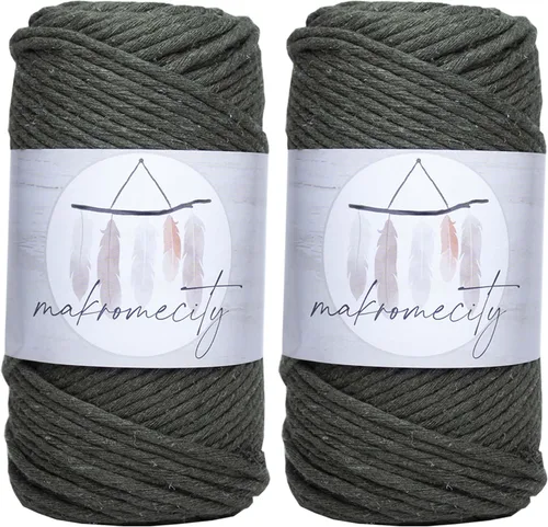 Miniatura 21 de Makromecity, Cordón de macramé de un solo hilo de 3 mm x 100 yardas (300 pies) Hilo de algodón rojo trenzado de 3 mm para arte y manualidades