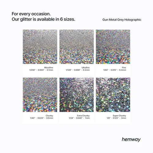 Miniatura 89 de Hemway - Purpurina para resina 100g, cristales metálicos plateados, copos súper gruesos para vasos de epoxi, cera de fusión