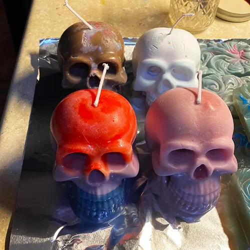 Miniatura 4 de HUAKENER Paquete de 3 moldes de vela de calavera, moldes de velas de Halloween 3D, molde de silicona de calavera para resina epoxi, vela, jabón