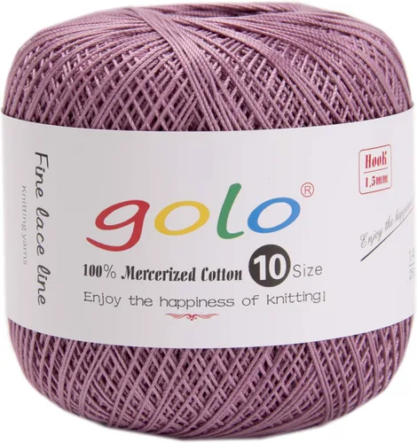 Miniatura 56 de Golo - Bolas de hilo para crochet de algodón tamaño 10, color algodón para crochet D-Fresa D078-fresa