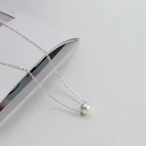 Miniatura 5 de DIBOLA Delicados collares de perlas para mujer, chapado en oro de 14 quilates, bonito collar de perlas individuales, elegante gargantilla de perlas