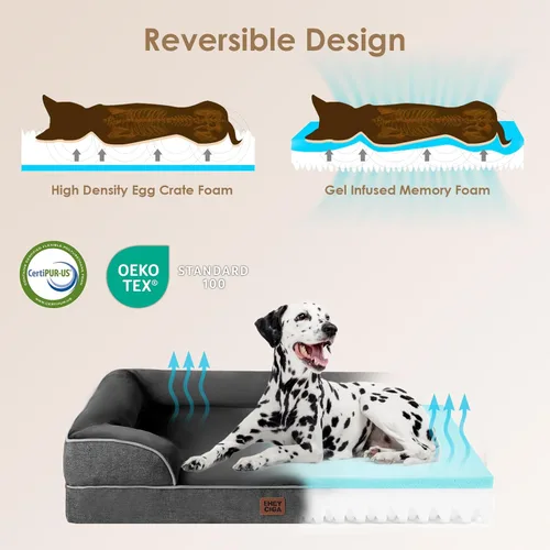 Miniatura 4 de EHEYCIGA - Cama ortopédica para perro grande, impermeable, de espuma viscoelástica y espuma tipo caja de huevos, bordes elevados, antideslizante