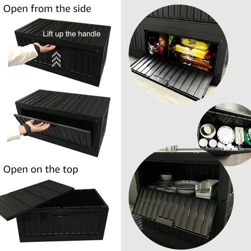 Miniatura 4 de livinbox Contenedores plegables apilables de 45 L para almacenamiento, contenedores de almacenamiento plegables con tapas y puertas laterales
