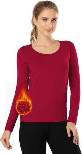 Miniatura 69 de MANCYFIT Tops térmicos para mujer, camisa con forro polar, manga larga, capa base, cuello en V
