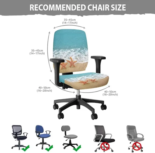 Miniatura 7 de Talayituse - Funda para silla de oficina o computadora con estampado de estrellas de playa, funda de asiento dividida elástica, extraíble y lavable