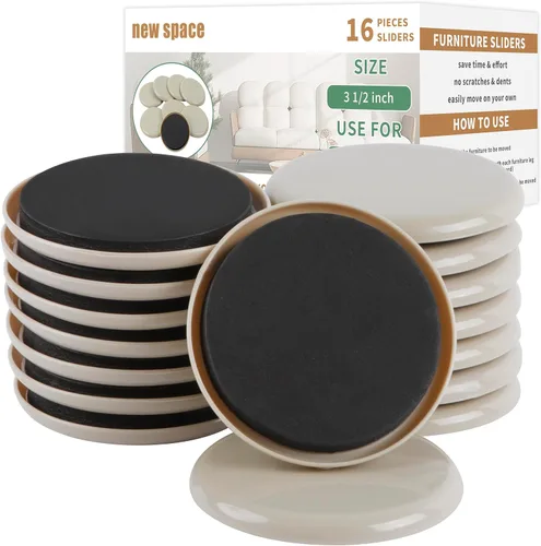 Miniatura 7 de new space - Deslizadores de muebles para alfombras, 8 piezas deslizantes redondos de 5 pulgadas para mover muebles, deslizadores móviles de muebles