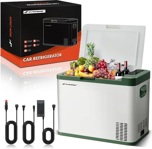 A-Premium - Refrigerador portátil de 12 voltios, 37 cuartos/34.9L, enfriador de auto, -4 °F~68 °F, congelador portátil de enfriamiento rápido con