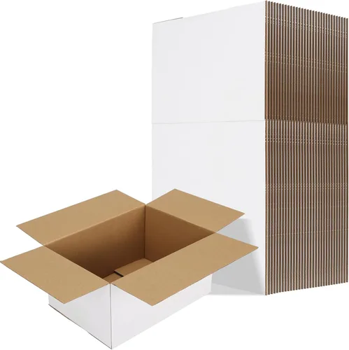 Miniatura 20 de RLAVBL Juego de 25 cajas de envío de 10 x 8 x 3, caja de cartón corrugado blanca para embalaje, correo, negocios Blanco