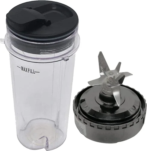 Joystar Taza de repuesto de 16 onzas (16 onzas) con boquilla Tapa de sello con cuchilla para 1000W Nutri Ninja Blender BL740/BL660
