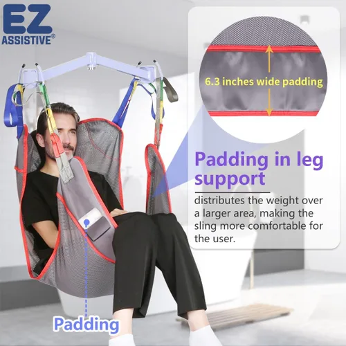 Miniatura 3 de EZ Assistive Eslinga universal de elevación de pacientes de cuerpo completo para elevación o traslado de pacientes, honda de elevación con tela