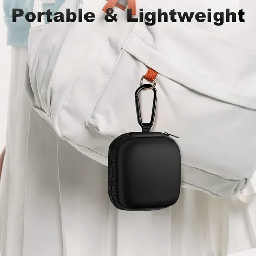 Miniatura 7 de Estuche cuadrado para auriculares, bolsa de almacenamiento portátil de EVA, organizador de accesorios para teléfono celular con mosquetón