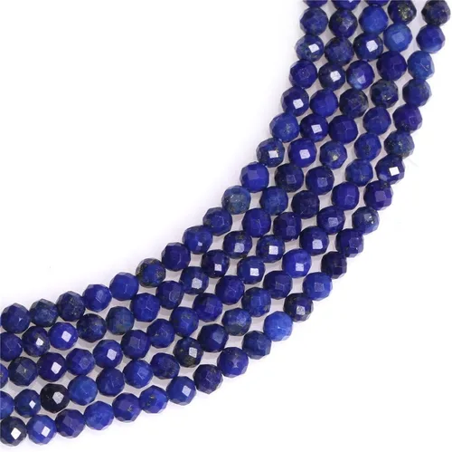 Miniatura 2 de Cuentas de lapislázuli azul para hacer joyas, piedras preciosas naturales, semipreciosas, 0.079 in, espaciador facetado redondo, 15 pulgadas JOE