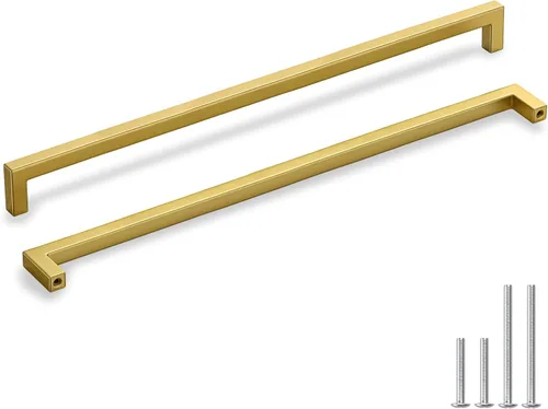 Miniatura 16 de Homdiy Manijas de gabinete de cocina de bronce cepillado de 6- 1/4 pulgadas, paquete de 30 tiradores de gabinete dorados, cuadrados, herrajes